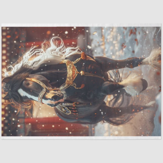 Papel De Seda Caballo de Navidades de Decoupage (Anverso)