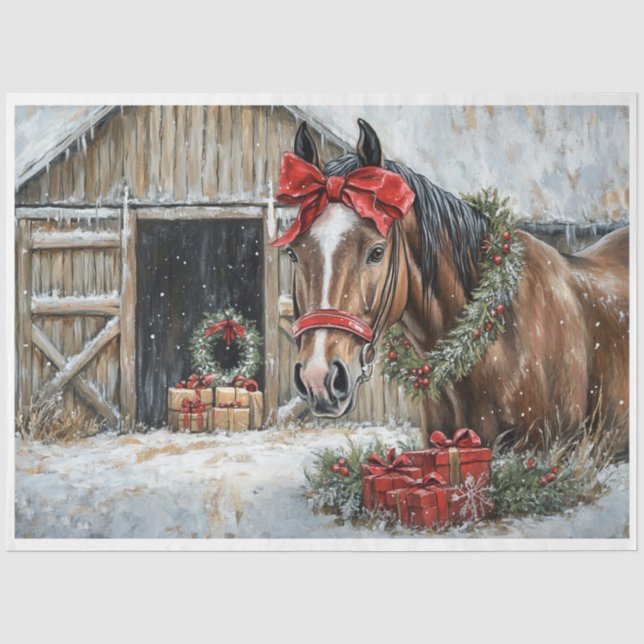 Papel De Seda Caballo de Navidades de granjas (Anverso)