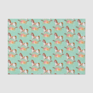 Papel De Seda Caballo de Rocas Vintage con motivos florales