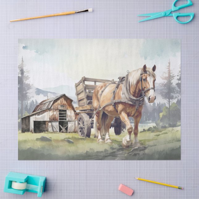 Papel De Seda Caballo de tiro de granja (Artesanía)
