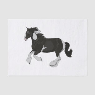 Papel De Seda Caballo de Vanner con pinzas blancas y negras