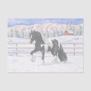 Papel De Seda Caballo de Vanner de Black Pinto Piebald Gypsy