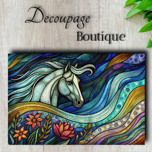 Papel De Seda Caballo de Vidrio Teñido Decoupage Abstracto