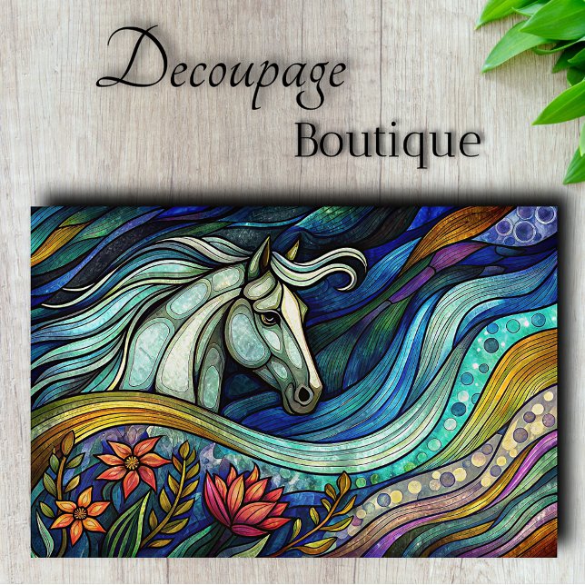 Papel De Seda Caballo de Vidrio Teñido Decoupage Abstracto (Stained Glass Horse Abstract Decoupage Tissue Paper)