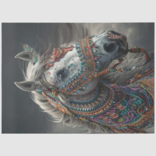 Papel De Seda Caballo decorado vibrante indio americano decoupag