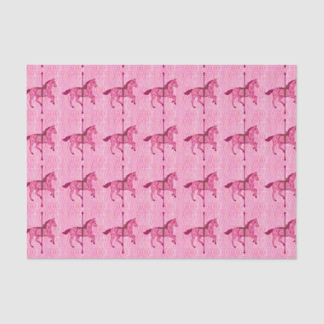 Papel De Seda Caballo del carrusel - rosa del fucsia (Anverso)