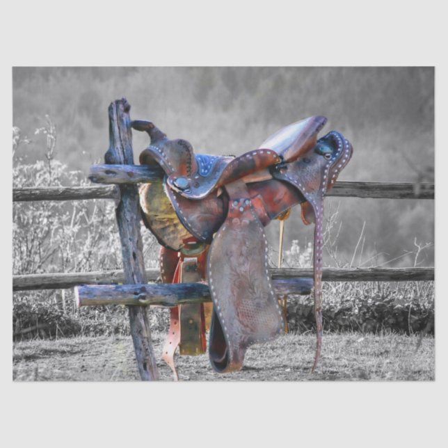 Papel De Seda Caballo en la valla corral occidental (Anverso)