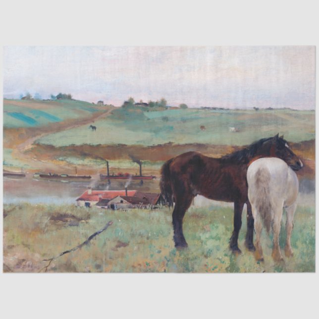 Papel De Seda Caballo en una pradera, Edgar Degas (Anverso)
