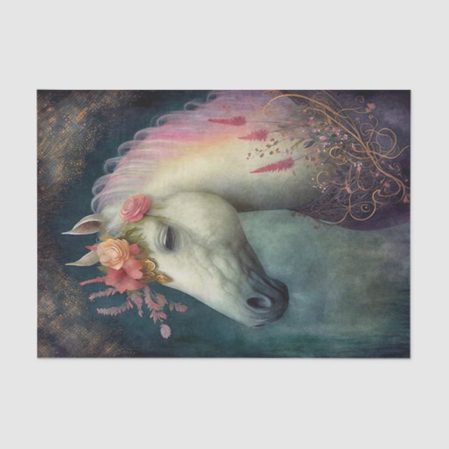 Papel De Seda Caballo Floral Antiguo (Anverso)