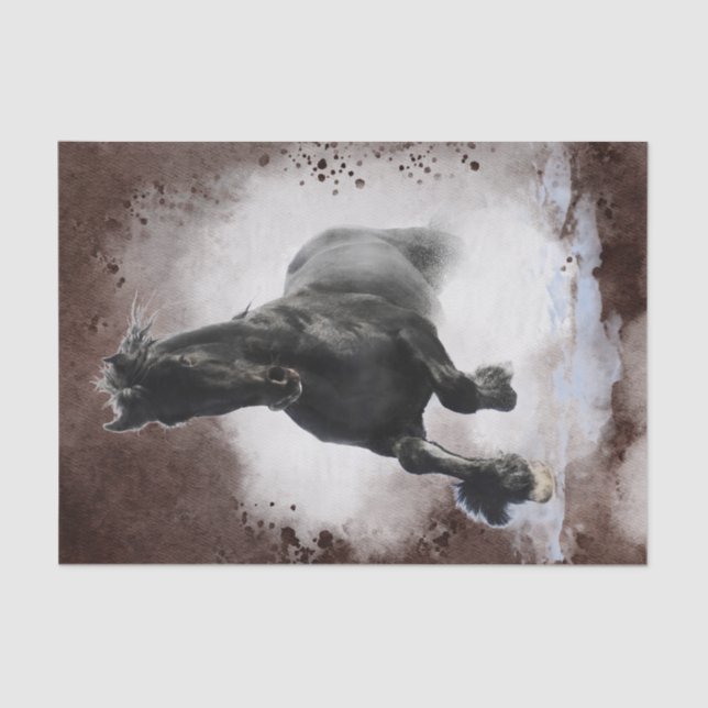 Papel De Seda Caballo frisón negro (Anverso)