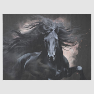 Papel De Seda Caballo Frisón Negro Decoupage