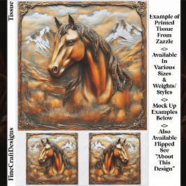 Papel De Seda Caballo Grabado en relieve de Bronce EK7L Decoupag