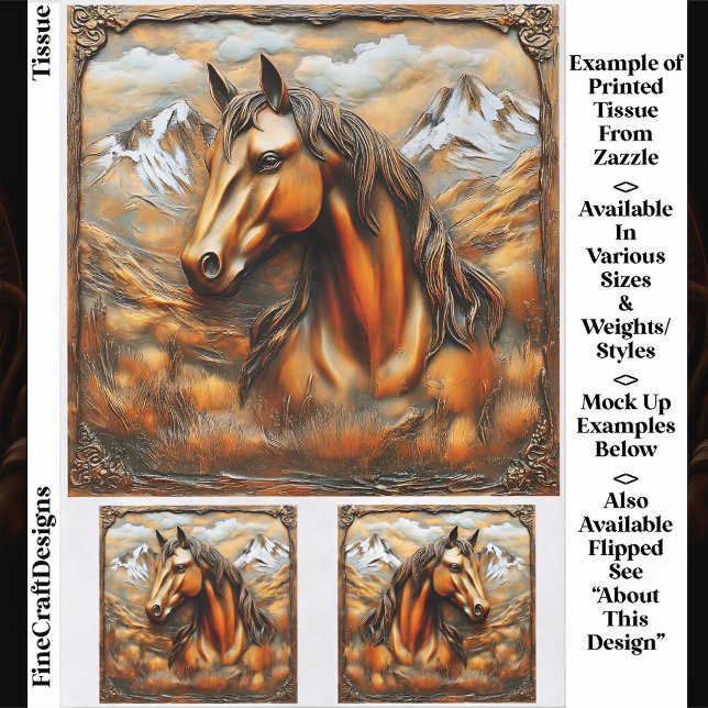 Papel De Seda Caballo Grabado en relieve de Bronce EK7L Decoupag (Subido por el creador)