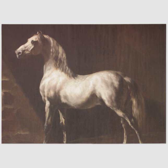 Papel De Seda Caballo gris de manzana (por Théodore Géricault) (Anverso)