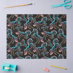 Papel De Seda Caballo Luz de Neón Glitch Estilo Retro