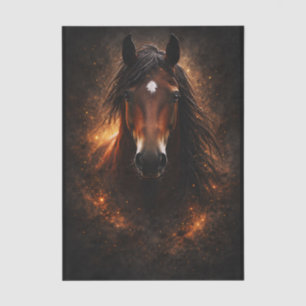 Papel De Seda Caballo Majestuoso de la Bahía, Resplandor Dorado 