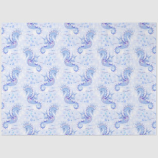 Papel De Seda Caballo marino azul dulce Lavanda Océano náutico