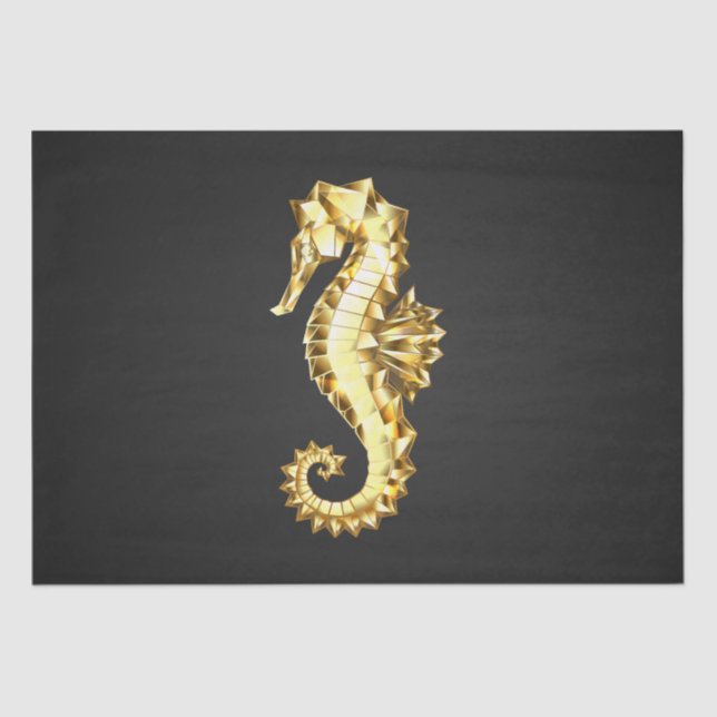 Papel De Seda Caballo marino polígono de oro (Anverso)