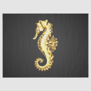 Papel De Seda Caballo marino polígono de oro