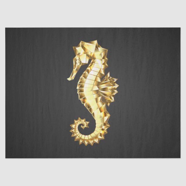 Papel De Seda Caballo marino polígono de oro (Anverso)
