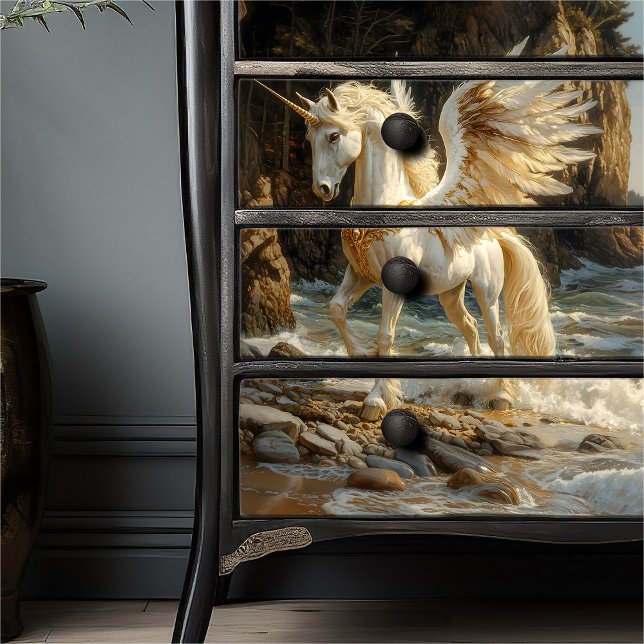 Papel De Seda Caballo mítico de Fantasía oceánica con unicornio  (Subido por el creador)