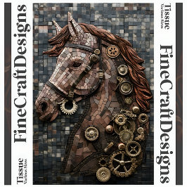 Papel De Seda Caballo Mosaico Steampunk Marrón Cobre A6L Decoupa