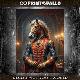 Papel De Seda Caballo noble vestido de militares napoleónicos