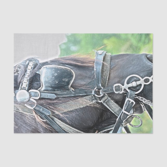 Papel De Seda Caballo occidental rústico marrón verde decoupage (Anverso)