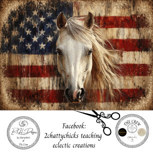 Papel De Seda Caballo Patriótico Decoupage Americano Plano 250º