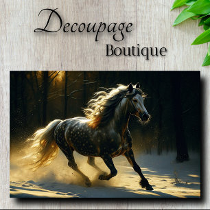 Papel De Seda Caballo Pinto en Decoupage de Bosque Dorado
