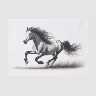 Papel De Seda Caballo salvaje Mustang Decoupage en negro y blanc