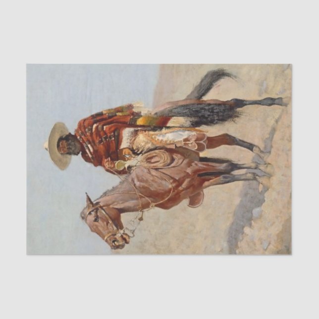 Papel De Seda "Caballo Vaquero Mexicano" por Frederick Remington (Anverso)