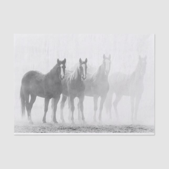 Papel De Seda Caballos blancos y negros fuera (Anverso)