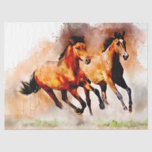 Papel De Seda Caballos con acuarela Decoupage Art
