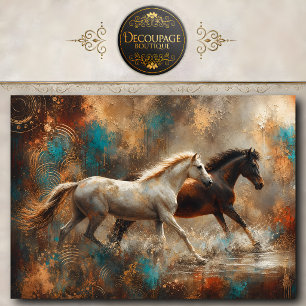 Papel De Seda Caballos Corriendo Pintura Abstracta