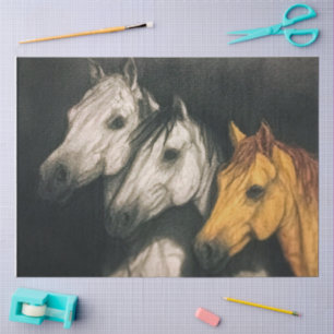 Papel De Seda Caballos de acuarela para decoupage