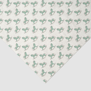 Papel De Seda Caballos de Balanço Antiguos Verde Regalo para Bab