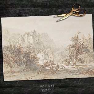 Papel De Seda Caballos de caza de arte ventilado beige