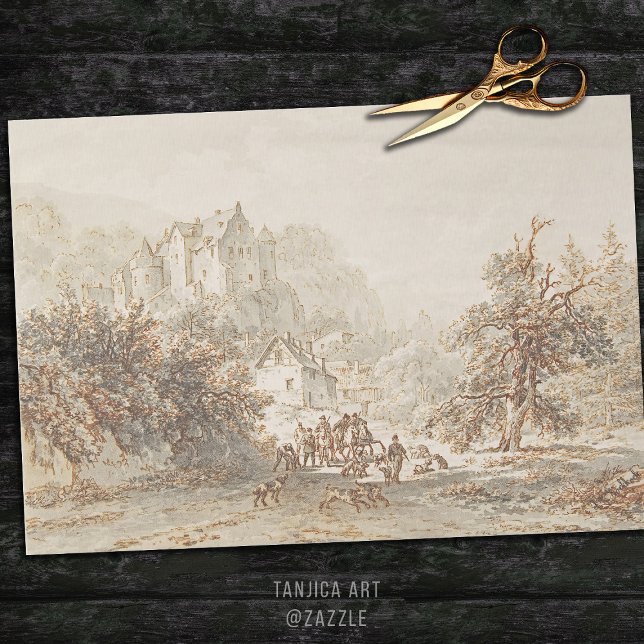 Papel De Seda Caballos de caza de arte ventilado beige (Subido por el creador)