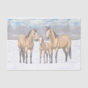 Papel De Seda Caballos De Cuero De Cuello En Nieve