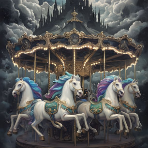 Papel De Seda Caballos de época Carousel Decoupage papel.