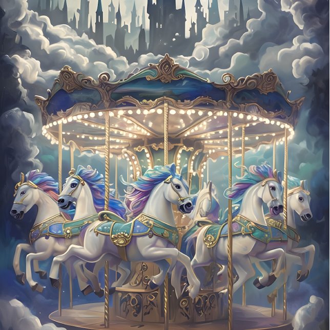 Papel De Seda Caballos de época Carousel Decoupage papel. (Subido por el creador)