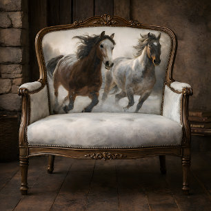 Papel De Seda Caballos de Invierno corriendo lado a lado en desc