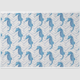 Papel De Seda Caballos de mar de Bluegreen en chevron