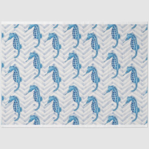 Papel De Seda Caballos de mar de Bluegreen en chevron