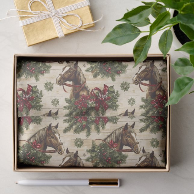 Papel De Seda Caballos de Navidades de país (Regalo )