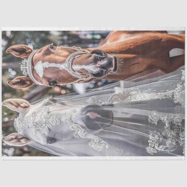 Papel De Seda Caballos de novias y novios casados (Anverso)