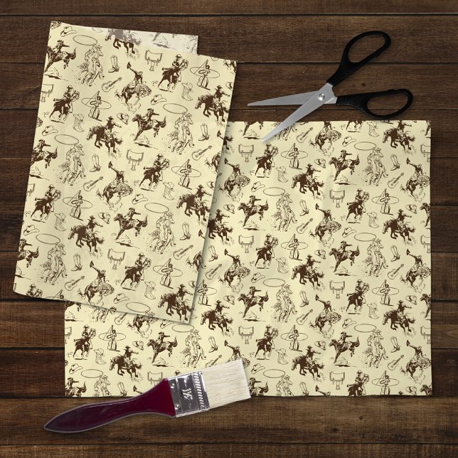 Papel De Seda Caballos de Rodeo de Vaquero Occidental Decoupage (Subido por el creador)