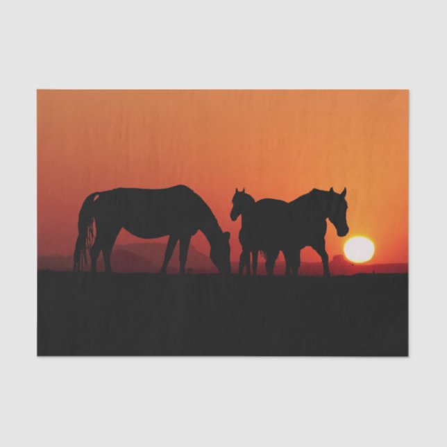 Papel De Seda Caballos de Vaquero Occidentales Sunset 15 Decoupa (Anverso)