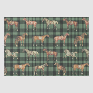 Papel De Seda Caballos Elegantes con Silla de Montar Vintage Cua